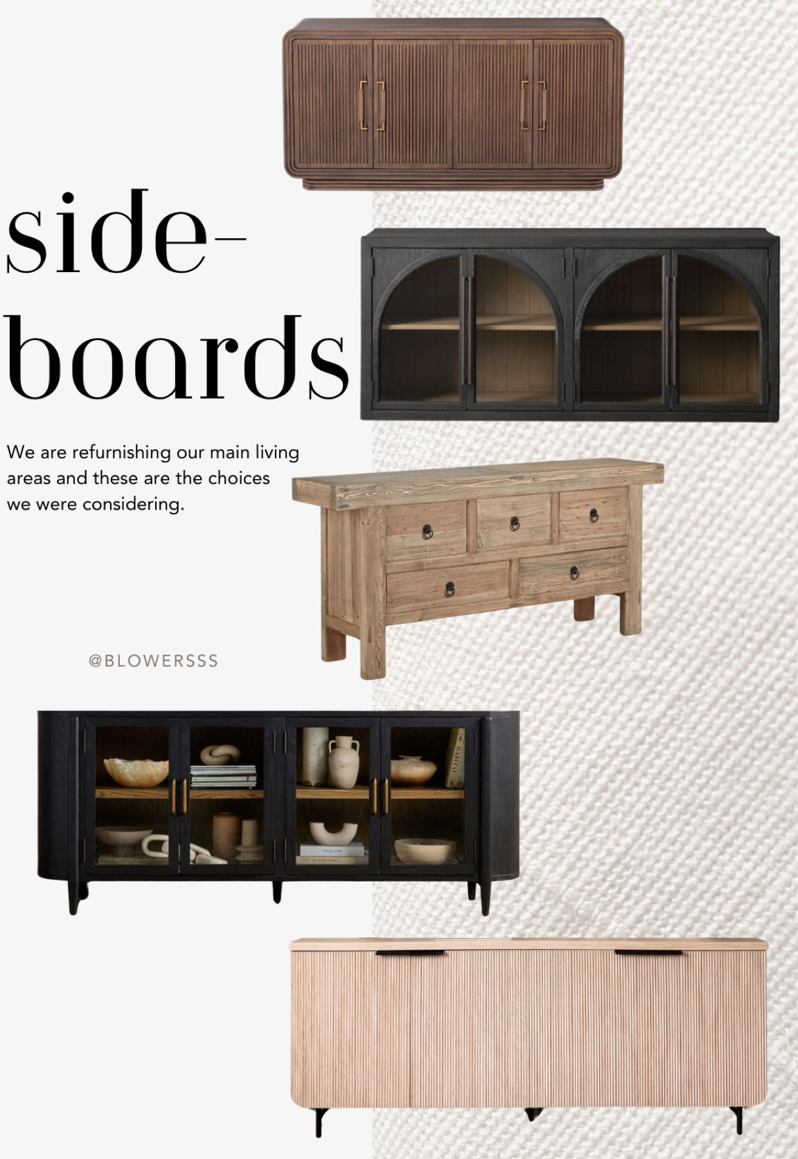 Sideboards for our new living areas

The Kathy Kuo Buffet 5 drawer is what we ended up going with. 

Amazon home finds home decor neutral black organic modern mirror target finds woven lamps brown throw pillow charging nightstand wooden crate and barrel chandelier light boho rug living room Olive tree indoor plants mirror window behind bed remote shades blinds curtains ambient lighting Wayfair upholstered bed white linen king queen guest room doors bedroom Kathy Kuo arhaus living room entry way entry console entry decor seating area bar sitting room area target finds Walmart finds homegoods splurge vs save wooden thick glass door black mid-century Scandinavian furniture home decor minimalist farmhouse warm comfy

#LTKstyletip #LTKhome #LTKfamily