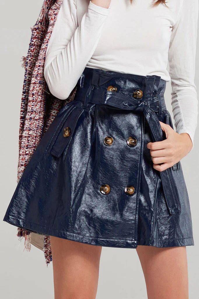 Theo Buttoned Pleather Skirt | Storets (Global)