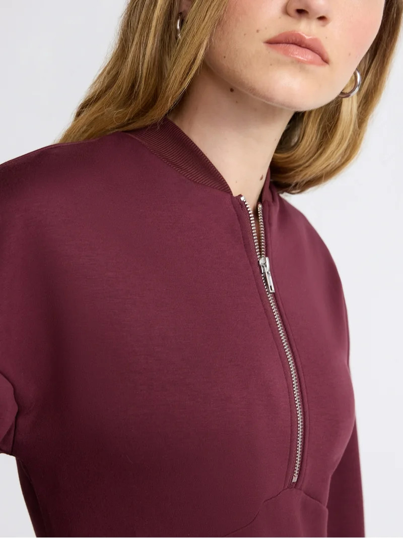 Scoop Women's and Women's Plus New Scubaknit Zip Front Mini Dress, Sizes XS-4X - Walmart.com | Walmart (US)