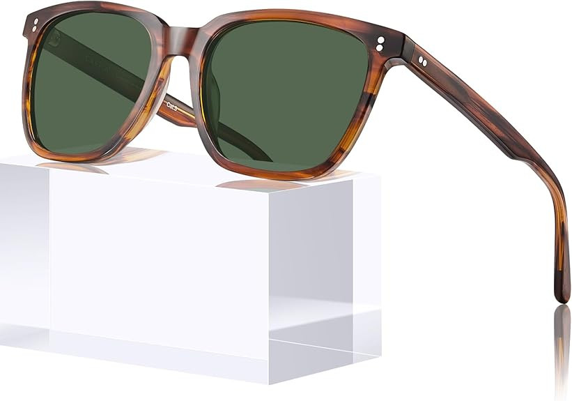 CARFIA Retro Acetate Polarized Sunglasses for Men UV400 Protection Driving Outdoor Anti-Glare Sun... | Amazon (US)