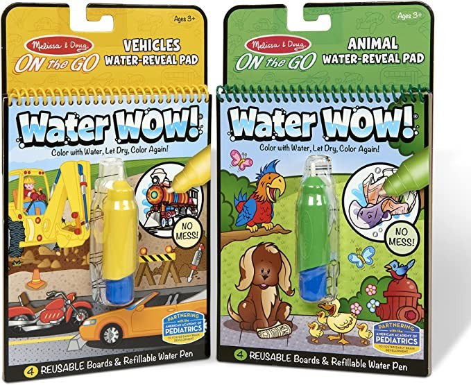 Melissa & Doug On the Go Water Wow! Reusable Water-Reveal Activity Pads, 2-pk, Vehicles, Animals ... | Amazon (US)