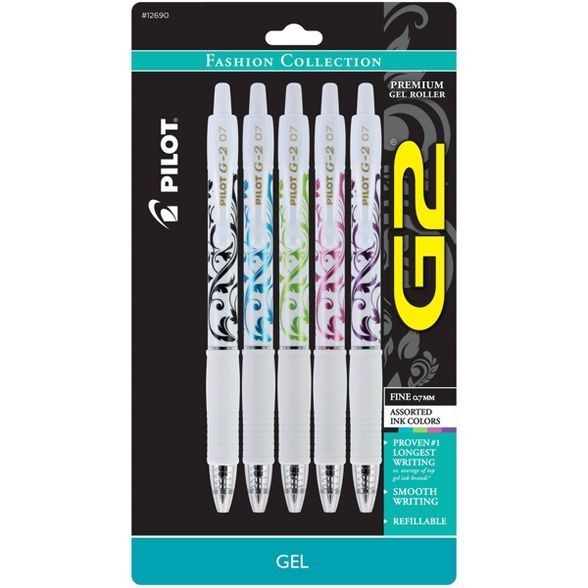 Pilot 5ct G2 Fashion Collection Gel Ink Pens Fine Point 0.7mm | Target