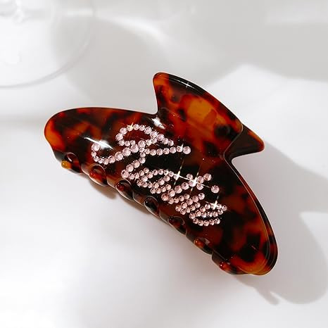 Personalized Rhinestone Hair Claw Barrettes - Custom Name/Number, French Design Cellulose Acetate... | Amazon (US)