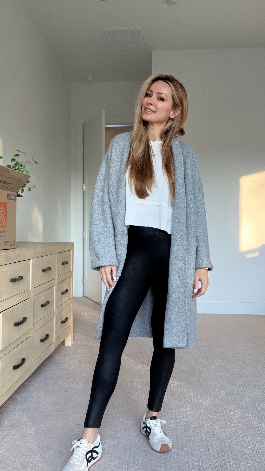 Amazon OOTD.
My spanks full leather legging look for less pants are on sale wearing size small. Super soft stretchy long cardigan wearing size small.

#LTKootd