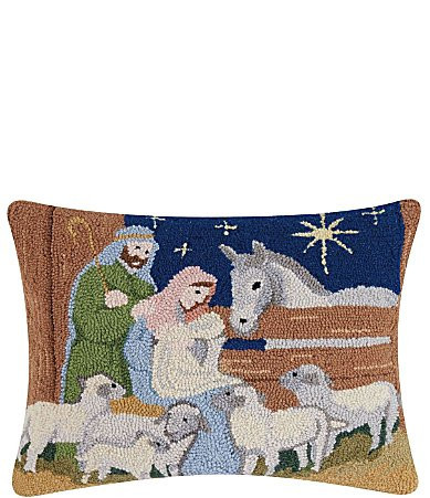 Peking Handicraft Nativity Wool Hooked Pillow - Multi | Dillard's