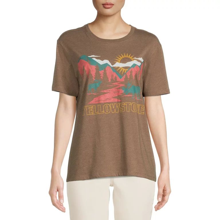 Time And Tru Women's Graphic Tee with Short Sleeves - Walmart.com | Walmart (US)
