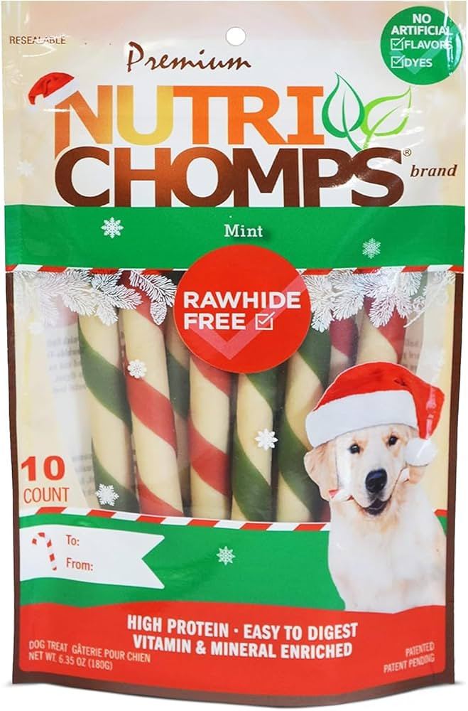 NutriChomps Dog Chews, 5-inch Holiday Twists, Mint, 10 Count, red/Green, (NT105V) | Amazon (US)