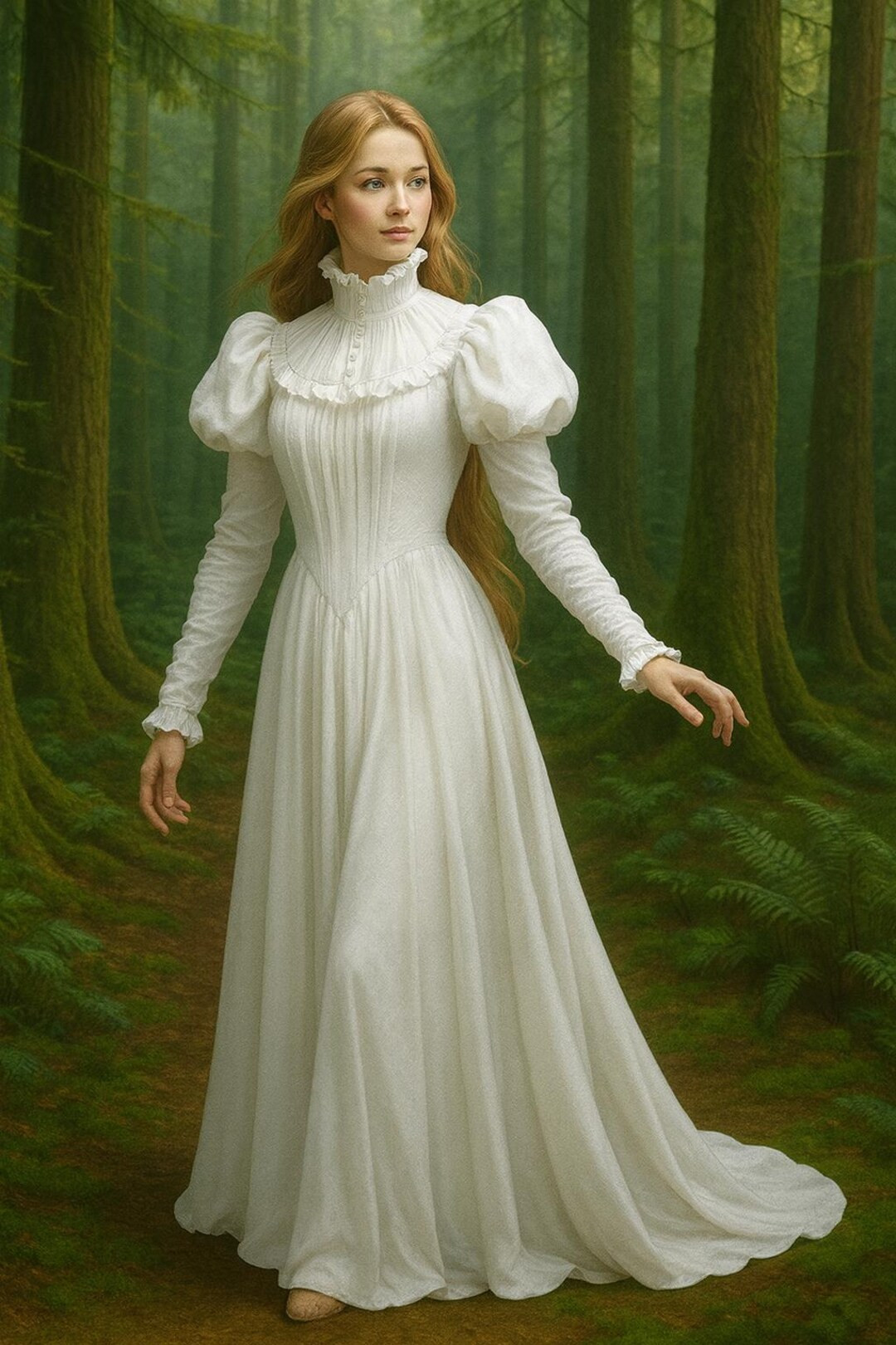 White Victorian Dress: Chiffon Gothic Renaissance Costume - Etsy | Etsy (US)