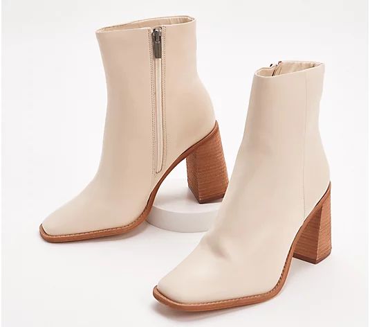 Vince Camuto Leather Square Toe Mid-Height Boot - Eshera | QVC