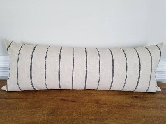 The Sea Salt Stripe Extra Long Lumbar Pillow Cover: | Etsy (US)