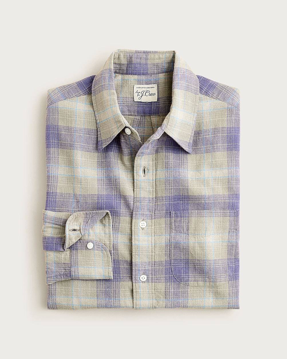 Linen-cotton blend shirt in shadow plaid | J. Crew US