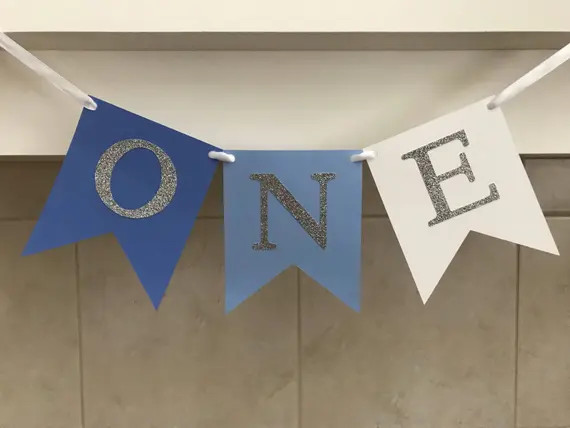 Blue Ombre 1st Birthday Banner Highchair Banner One | Etsy | Etsy (US)