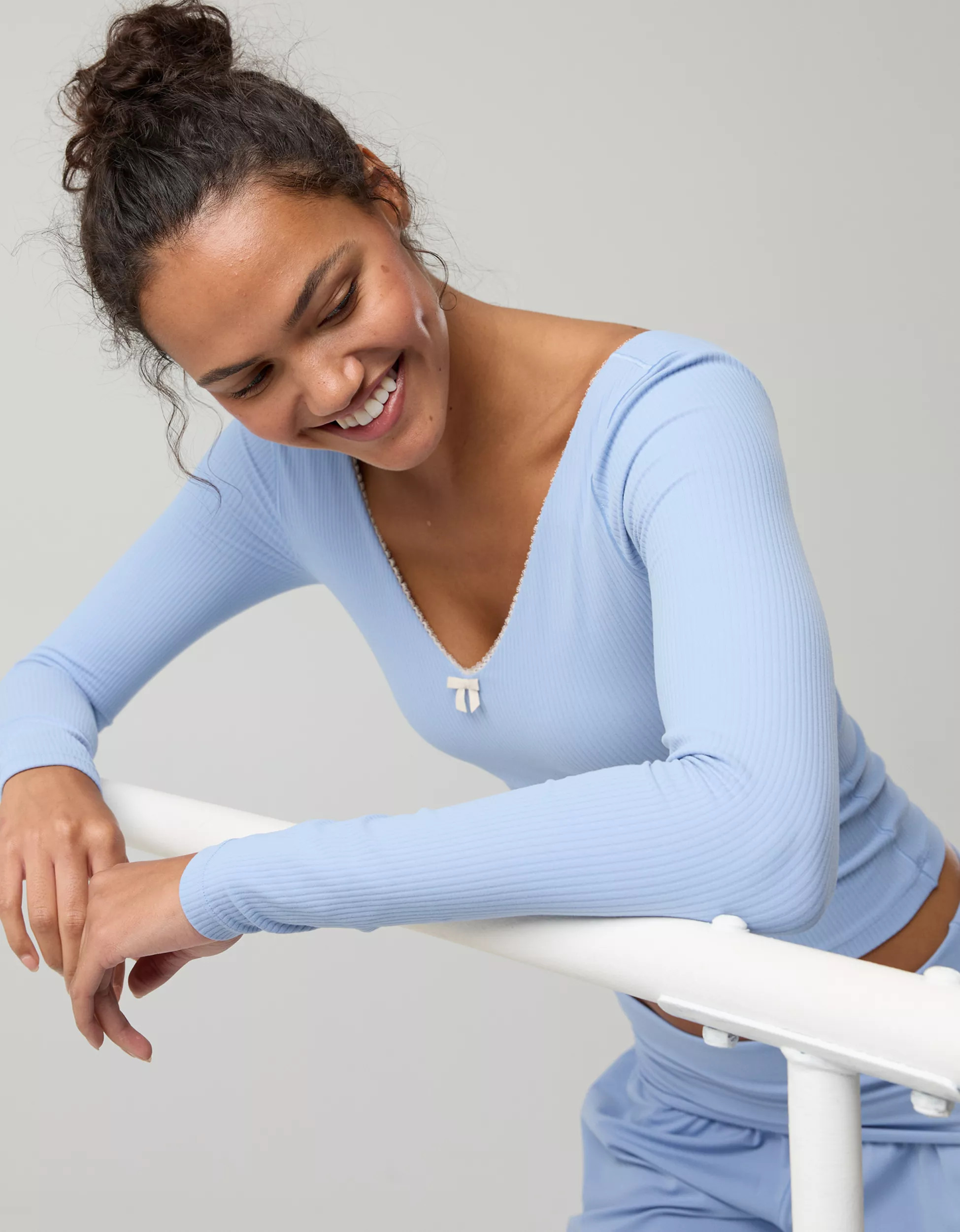 OFFLINE By Aerie Real Me XTRA Rib Open V-Neck T-Shirt | Aerie