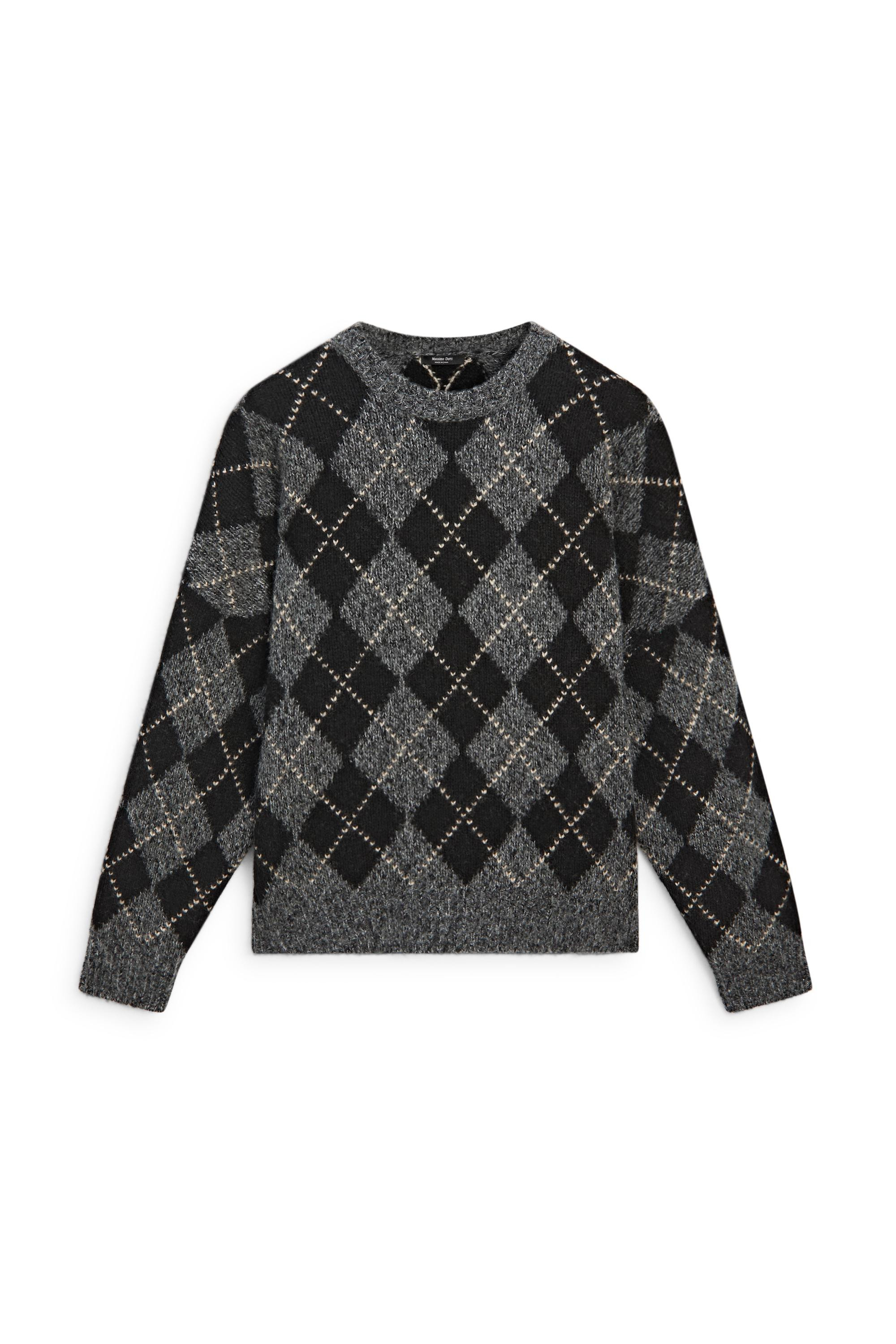 Argyle knit sweater with cashmere | Massimo Dutti UK