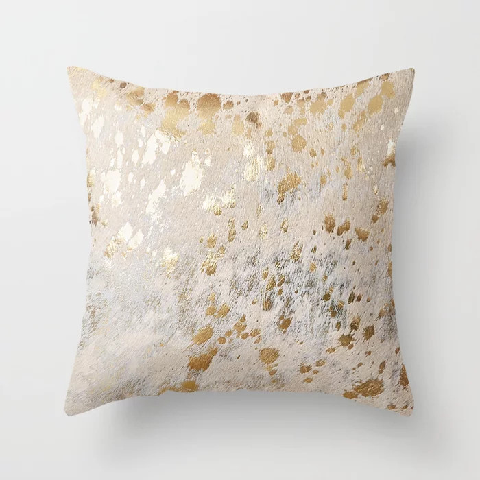 Gold Hide Print Metallic Throw Pillow | Society6