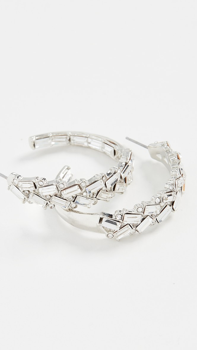 Rhodium With Crystal Front Earrings | Shopbop