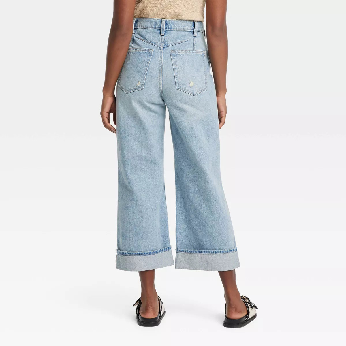 Women's Mid-Rise Cropped Vintage Wide Leg Jeans - Universal Thread™ Medium Wash 2: Relaxed Fit,... | Target
