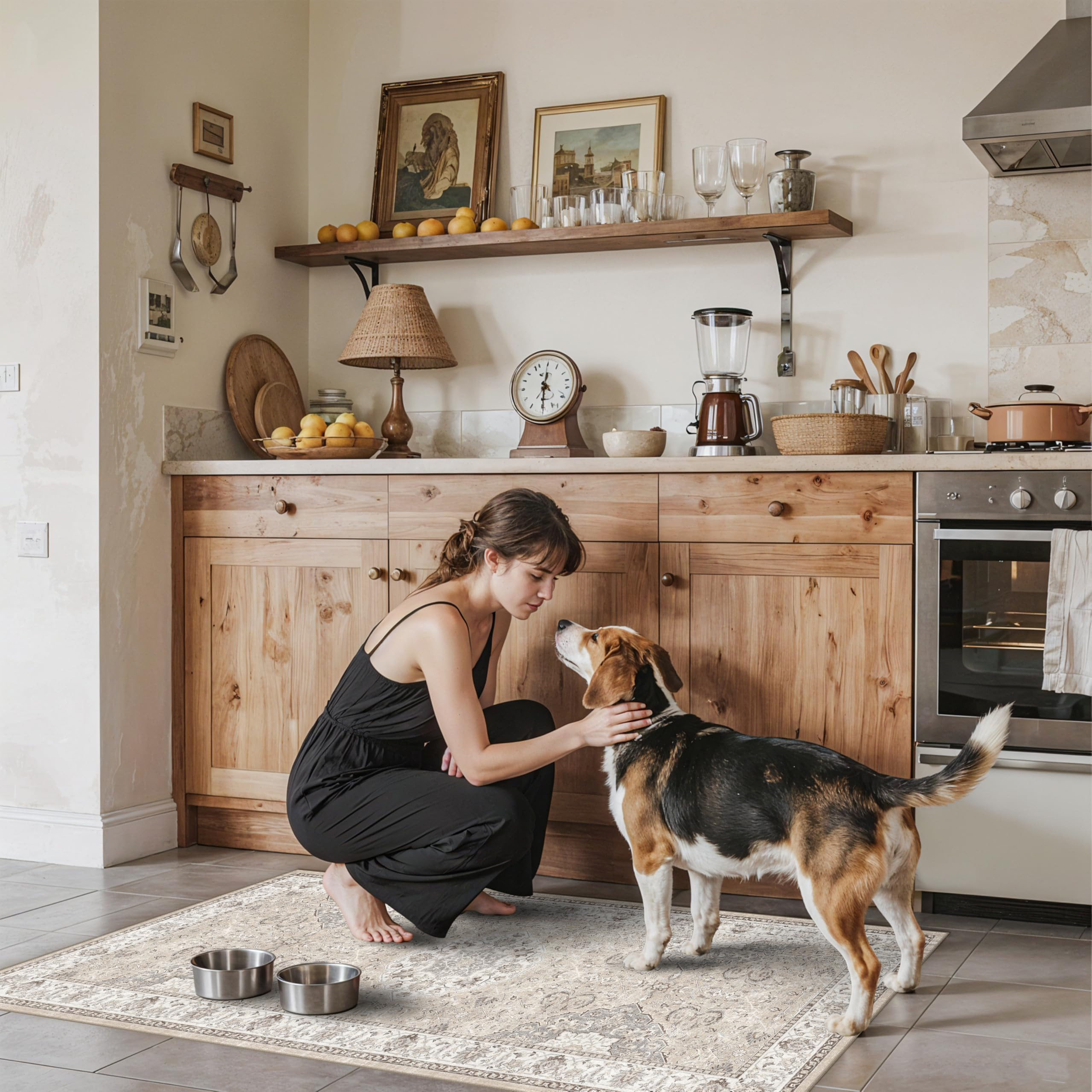 Washable 2x4 Entryway Area Rugs: Vintage Water Resistant Kitchen Rug Non-Slip Durable Doormat Ult... | Amazon (US)