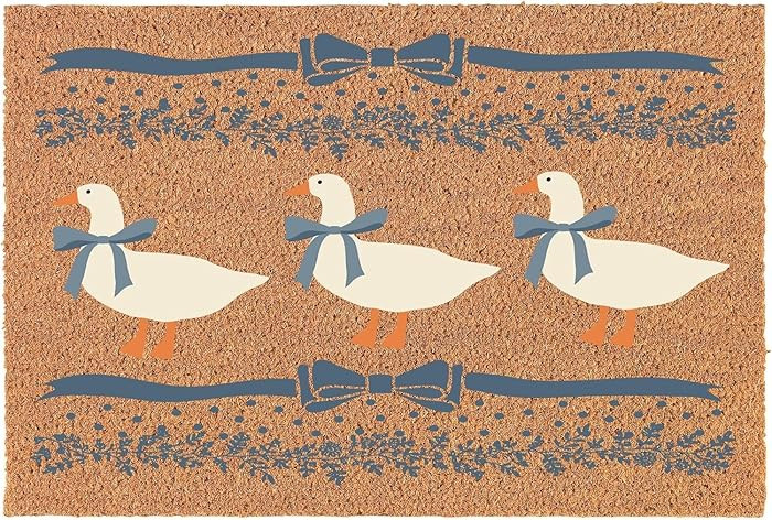 Door Mat Coco Coir Doormat Vintage Blue Ribbon Goose White (24" x 16") | Amazon (US)