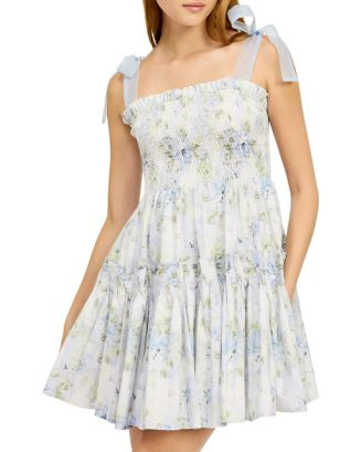 En Saison Smocked Contrast Organza Tie Mini Dress  | Bloomingdale's Women | Bloomingdale's (US)