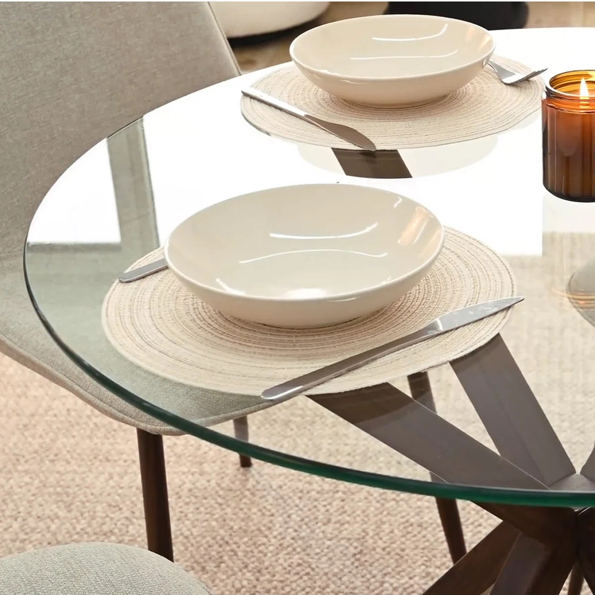 Kinnith 4 - Person Glass Top Pedestal Dining Set | Wayfair North America