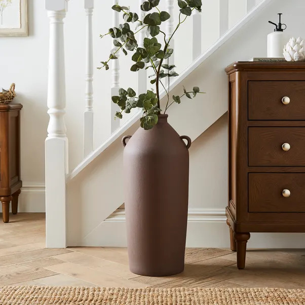 Tall Stone Bottle Vase with Handles | Dunelm