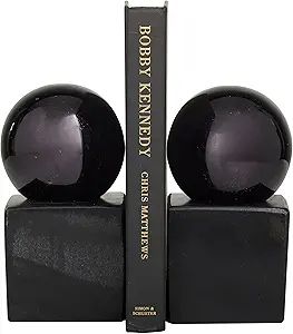 Deco 79 CosmoLiving by Cosmopolitan Marble Orb Bookends, Set of 2 4" W, 7" H, Black | Amazon (US)