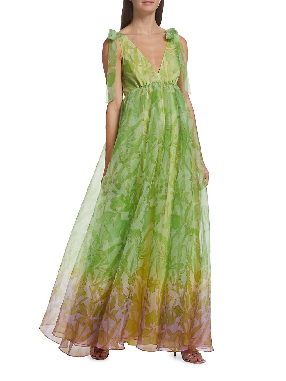 Ombré Floral Tie-Strap Gown | Saks Fifth Avenue