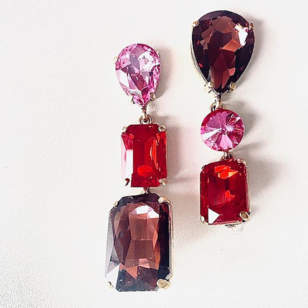 Statement Multi Color Dangle Earrings, Chandelier Multi Shape Drop Earrings, Boho Chic Drop Earri... | Etsy (US)