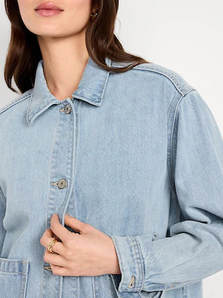 Cropped Denim Chore Jacket | Old Navy (US)