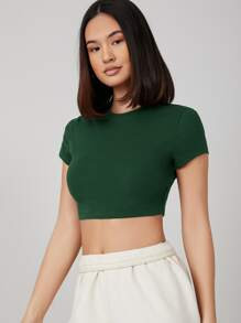 SHEIN BASICS Cap Sleeve Solid Crop Tee
   SKU: sS2012120027732118      
          (9999+ Reviews)... | SHEIN