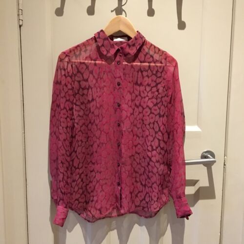 Size XS Red Leopard Print Silk Sheer Long Blouse By Equipment Femme VGC  | eBay | eBay US