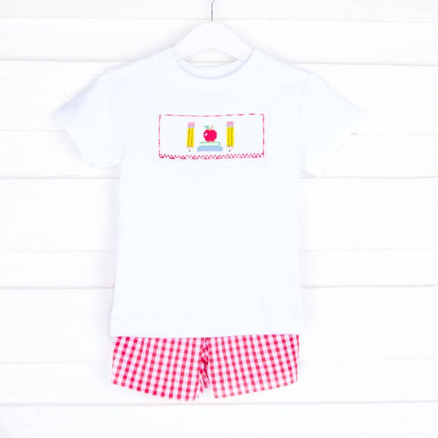 Back to School Red Gingham Short Set | Classic Whimsy