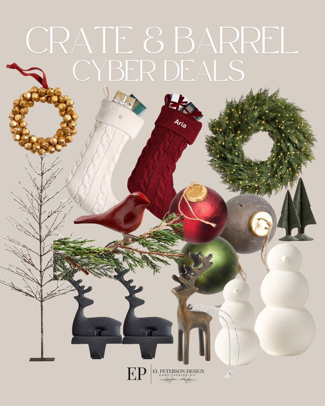 Crate & barrel 
Cyber Deals
Ornaments
Stockings
Twinkling tree
Sticking holder
Wreath
Table top snowmen


#LTKFindsUnder50 #LTKCyberWeek #LTKFindsUnder100