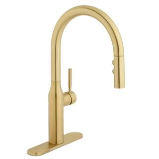Glacier Bay Upson Single-Handle Pull-Down Sprayer Kitchen Faucet in Matte Gold-HD67553-014405 - T... | The Home Depot