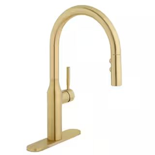 Glacier Bay Upson Single-Handle Pull-Down Sprayer Kitchen Faucet in Matte Gold HD67553-014405 - T... | The Home Depot