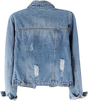 Kedera Womens Denim Jackets Distressed Ripped Long Sleeve Jean Jacket Coats | Amazon (US)