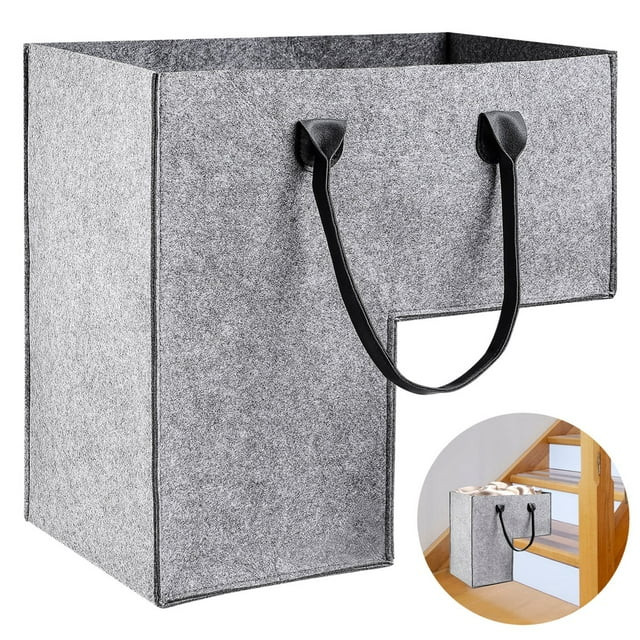 Stair Baskets for 16" Carpeted and Wooden Stairs Foldable Staircase Basket with Leather Handles F... | Walmart (US)