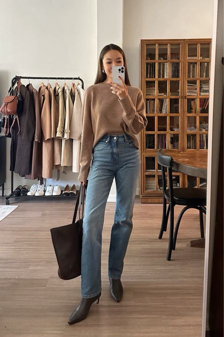 Fall/winter work outfit inspo

• Everlane Cashmere sweater
• Madewell the 90s straight jeans
• j.Crew tote bag [it’s two sided - suede and leather] 
• j.Crew ankle booties - currently on sale!

#LTKstyletip #LTKsalealert #LTKSeasonal