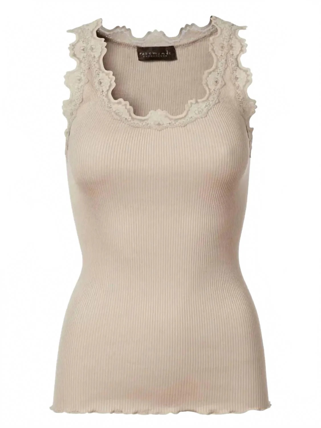 Women's Top With Lace Trim In Beige | Shop Simon
