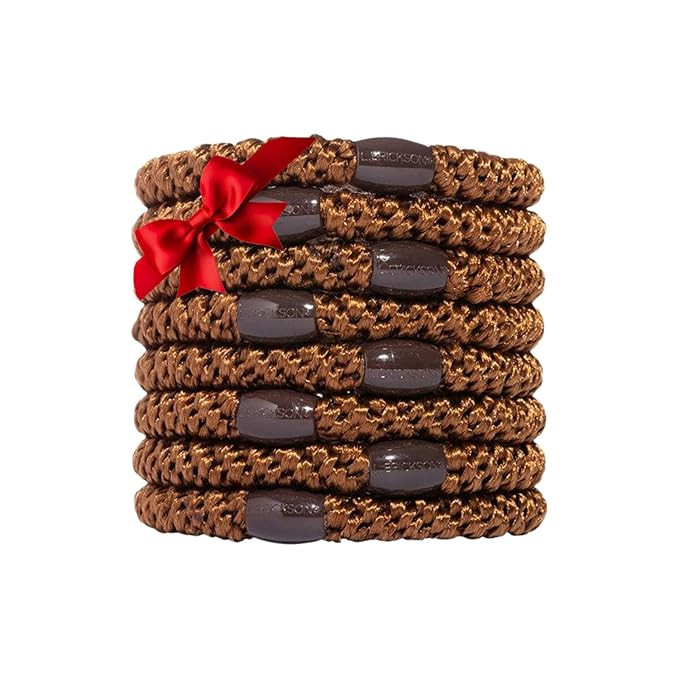 Brown Hair Ties for Thick Hair, Grab & Go Ponytail Holders, 8 Pack, Mocha, Thick No-Crease Bands ... | Amazon (US)