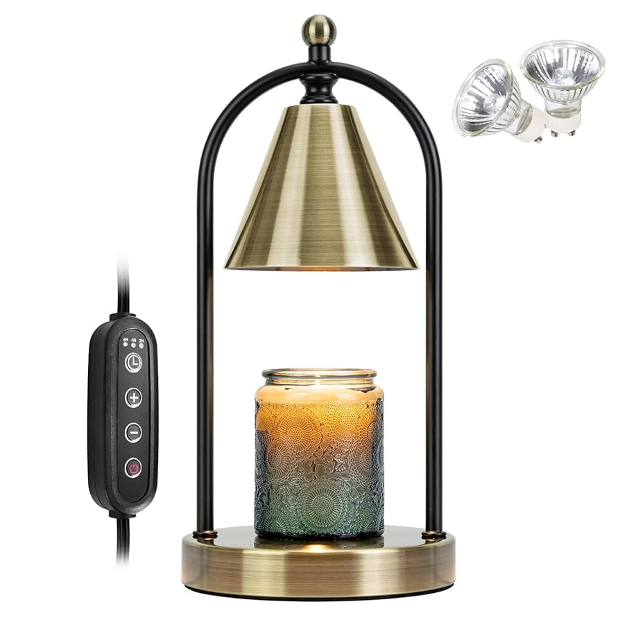 Soilsiu Candle Warmer Lamp with Timer, Electric Brass Light for Dimmable Wax Melts and Candle Jar... | Amazon (US)