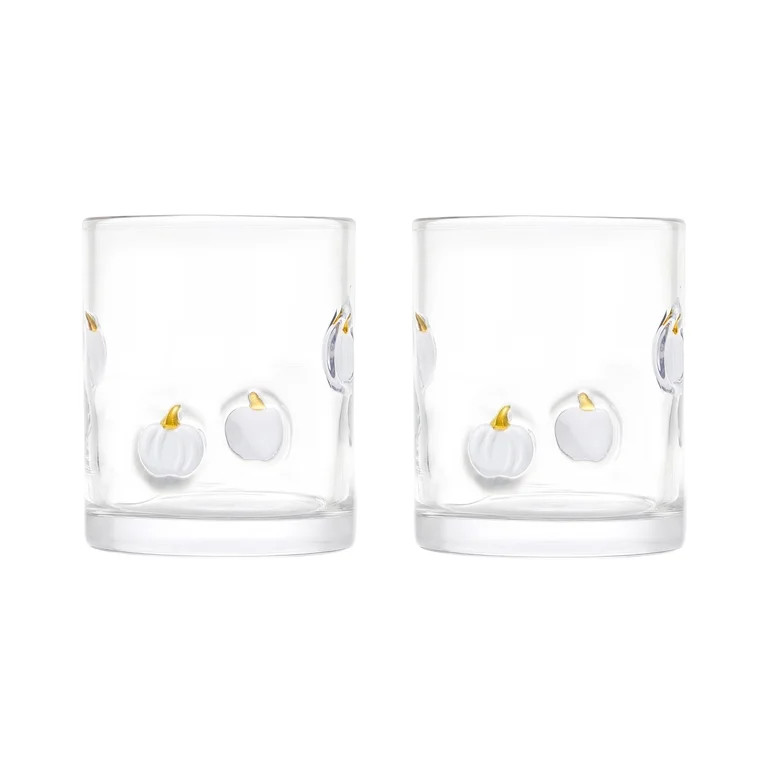 Thyme & Table 12 fl oz White Pumpkin Charm Drinking Glasses, Set of 2 | Walmart (US)