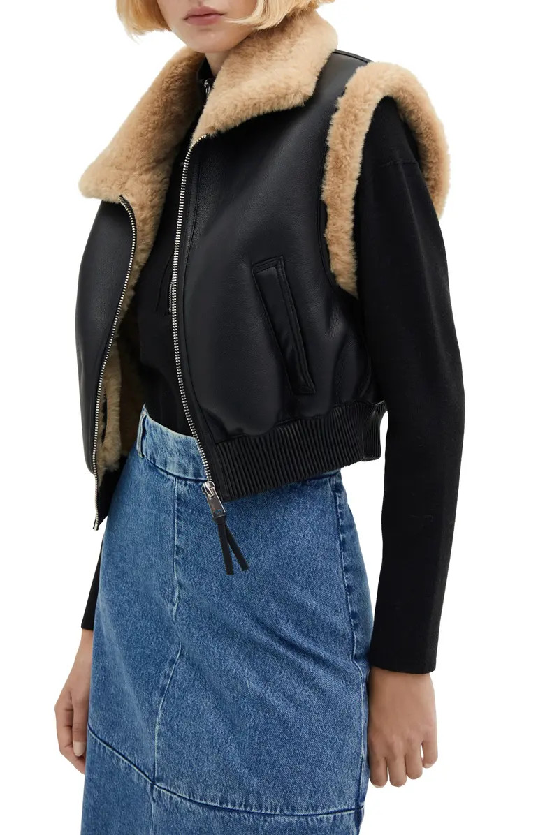 MANGO Faux Shearling Bomber Vest | Nordstrom | Nordstrom