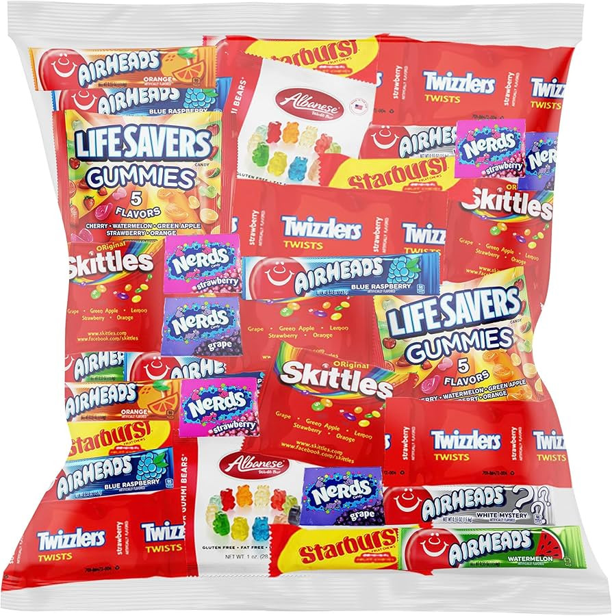 Halloween Bulk Assorted Fruit Candy - Starburst, Skittles, Gummy Life Savers, Air Heads, Jolly Ra... | Amazon (US)