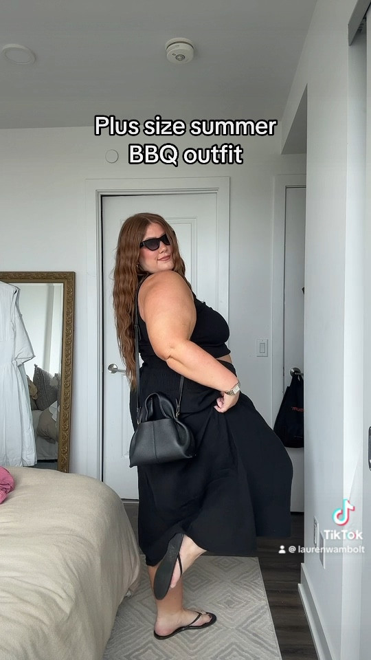 Plus size summer bbq outfit inspo!!🖤 had this skirt in white and needed the black!! So lightweight and flowy. 

Tank- XXL
Skirt- 2X

#LTKplussize #LTKsummer #LTKcurves
