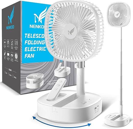 Nenkoo Battery Operated Fan, 8" Portable Oscillating Travel Fan 12500mAh with 4 Speed Timing Remo... | Amazon (US)