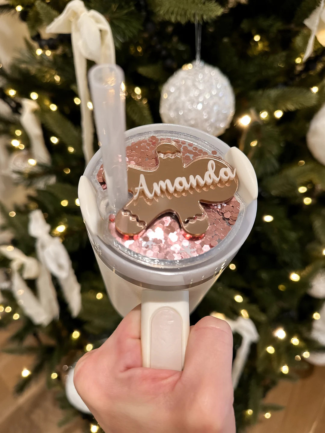 Shaken Glitter Stanley Lid Topper Custom Name Plate - Etsy | Etsy (US)