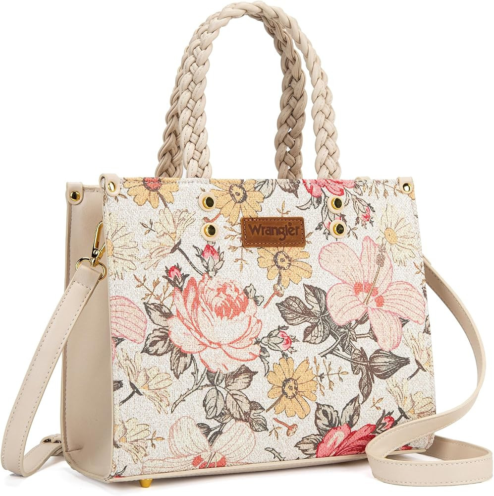 Montana West Wrangler Tote Bag for Women, Floral Print Braided Tote Purse,Western Tote Handbag wi... | Amazon (US)