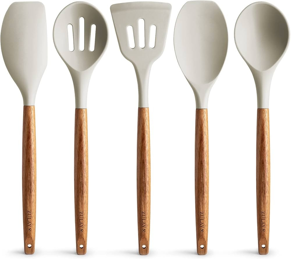 Zulay Kitchen Utensils Set - Non-Stick Silicone Cooking Utensils Set with Authentic Acacia Wood H... | Amazon (US)
